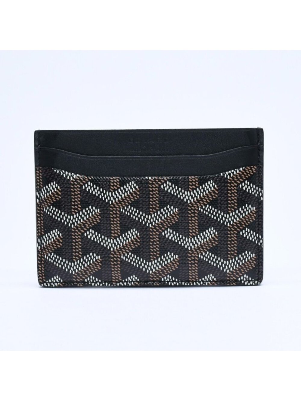 Goyard Saint Sulpice Herringbone Card Case Black Leather